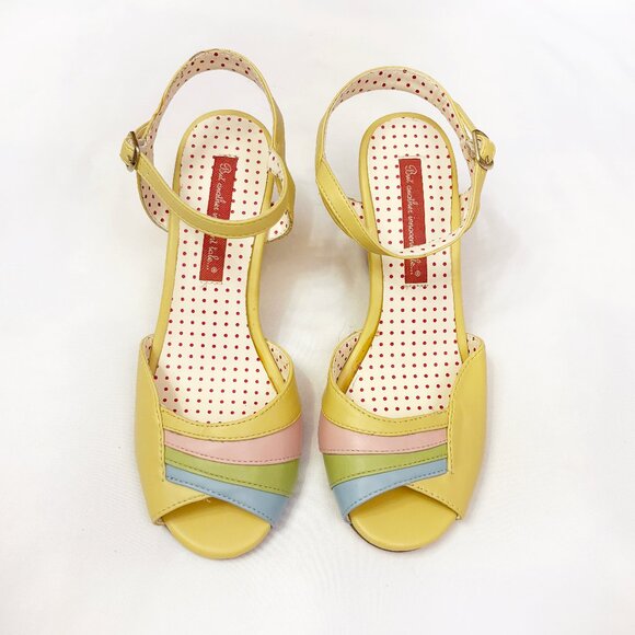 BAIT Footwear yellow rainbow sandal wedge size US 7 - Picture 1 of 5